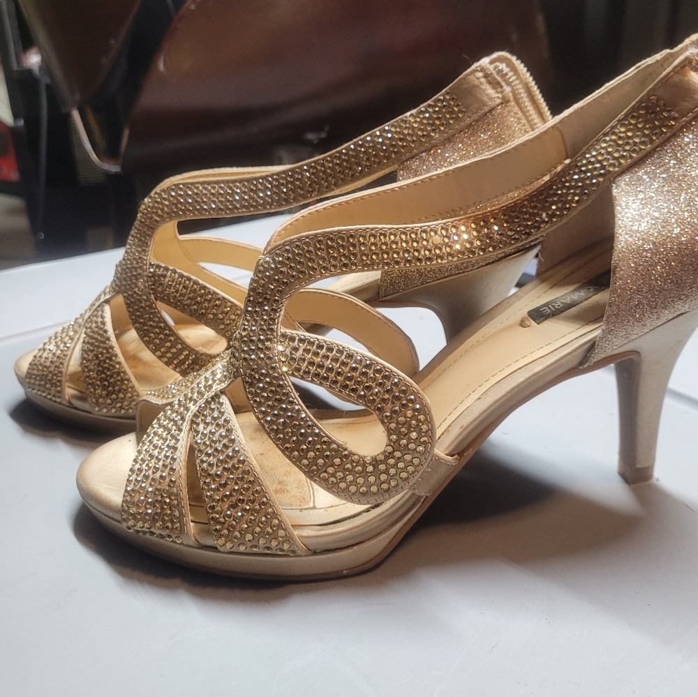 Alex Marie women's gold heels,  dress shoes, size 7.5